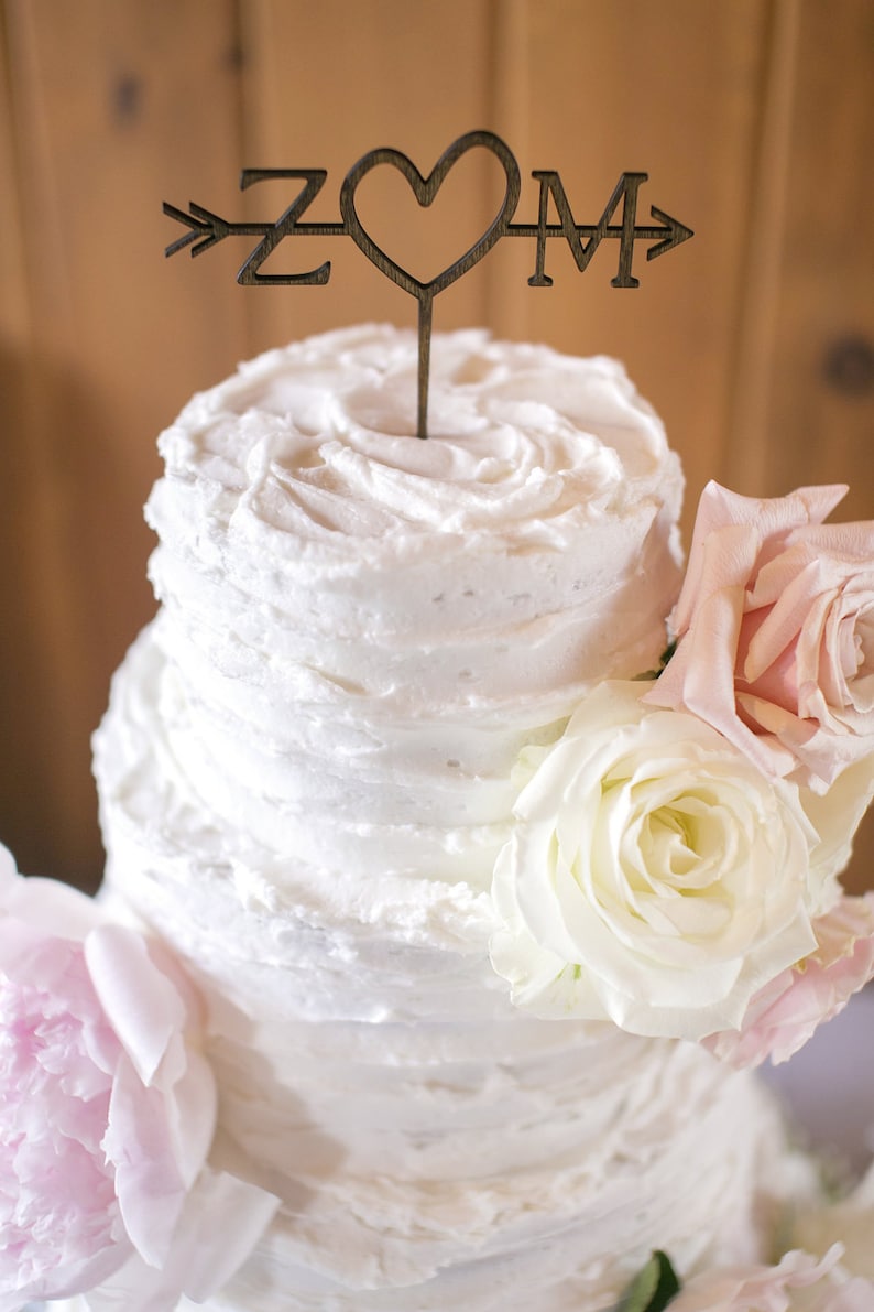 Rustic Wedding Arrow Cake Topper Custom Cake Topper Beach Wedding Bridal Shower Cake Topper Rustic Country Chic Wedding Cake Topper image 6