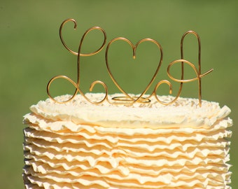 Gold Wire Initials Cake Topper - Decoration - Beach wedding - Bridal Shower - Bride and Groom - Rustic Country Chic Wedding