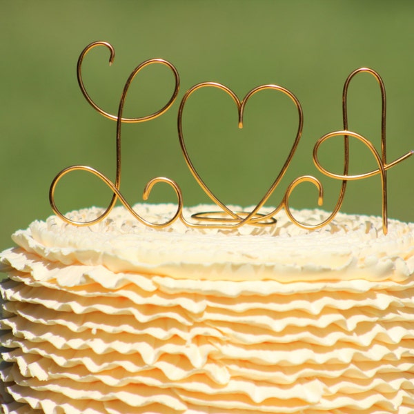 Gold Wire Initials Cake Topper - Decoration - Beach wedding - Bridal Shower - Bride and Groom - Rustic Country Chic Wedding