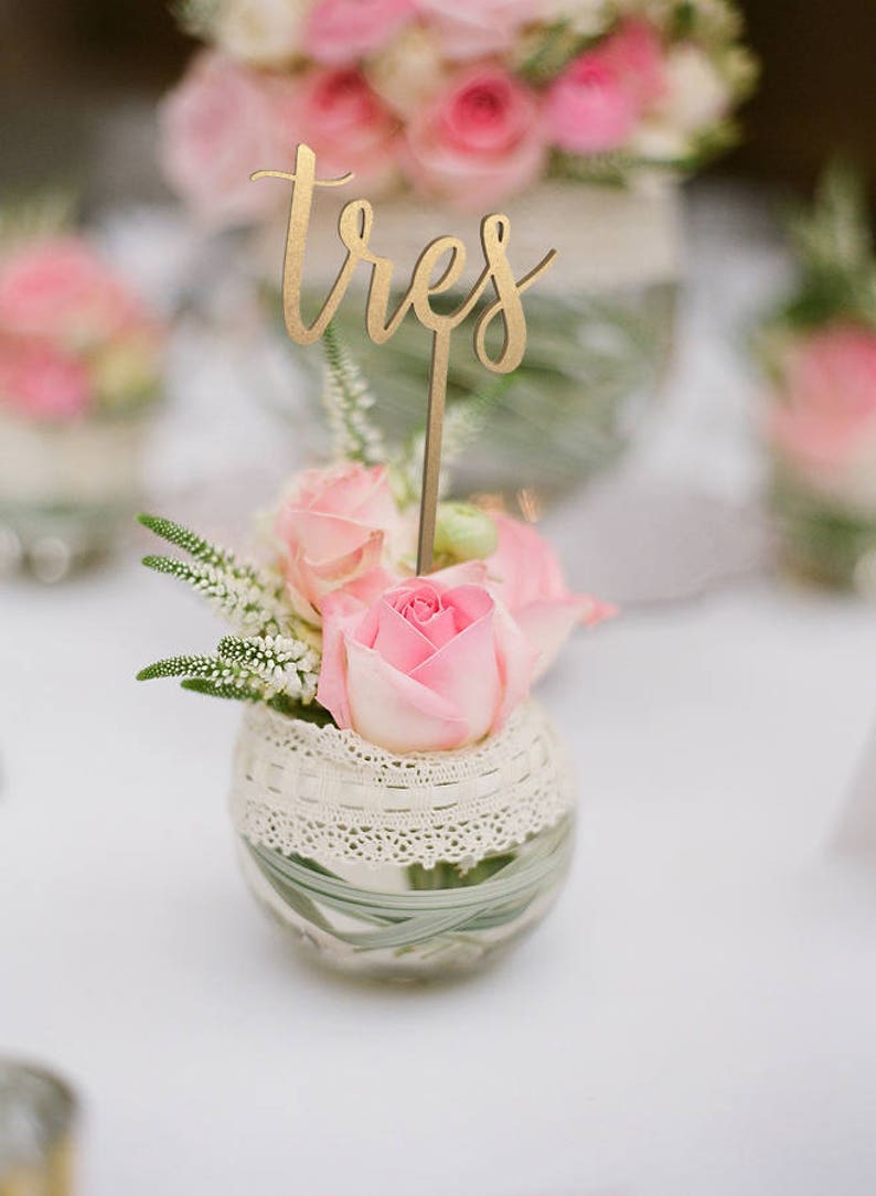 Spanish TABLE NUMBERS Gold Table Numbers Beach Wedding Etsy