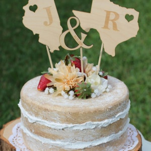 Rustic Wooden States Country Wedding Cake topper Wooden cake topper Personalized Cake topper image 3