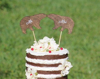 Bear Cake Topper - Cupcake Topper - Personalized Wedding -  shabby chic, outdoor, cottage chic