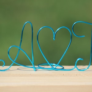 Turquoise Wire Initials Cake Topper - Decoration - Beach wedding - Bridal Shower - Bride and Groom - Rustic Country Chic Wedding