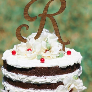 Monogram Wedding Cake topper Wooden cake topper Personalized Cake topper image 3