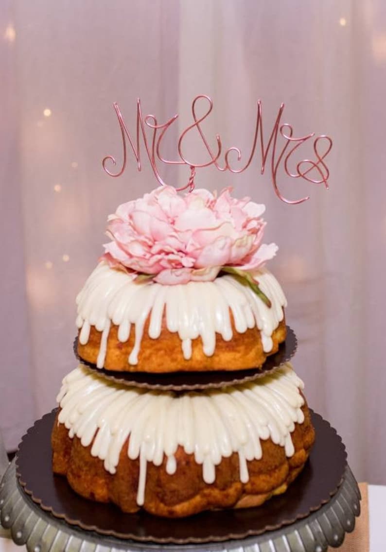 Gold Wire Mr & Mrs Wedding Cake Toppers Decorazione Matrimonio in spiaggia Doccia nuziale Sposa e sposo Rustic Country Chic Wedding immagine 6