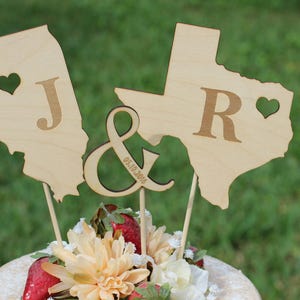 Rustic Wooden States Country Wedding Cake topper Wooden cake topper Personalized Cake topper image 2