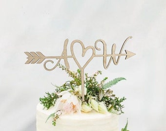 Rustic Wedding Arrow Cake Topper | Custom Cake Topper | Beach Wedding | Bridal Shower Cake Topper |  Rustic Country Chic Wedding Cake Topper