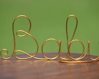 Gold Wire Baby Cake Toppers - Baby shower decorations- Bridal Shower - Rustic Country Chic Wedding