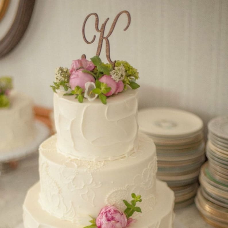 Monogram Wedding Cake topper Wooden Wedding Cake Topper Personalized Wedding Cake Topper Rustic Wedding Cake Topper image 2