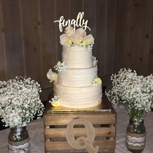Gold Finally Wedding Cake Topper Rustic Country Chic Wedding image 8