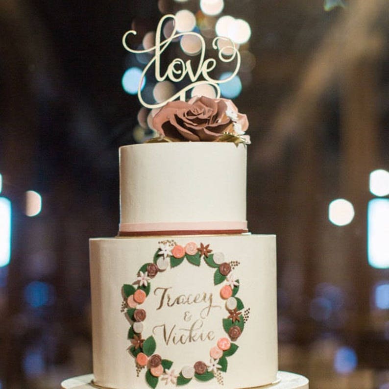Rustic LOVE Wedding Cake Topper Wooden Cake Topper Engagement Cake Topper Cake Topper for Wedding Cake Top Wedding Cake Decorating image 7