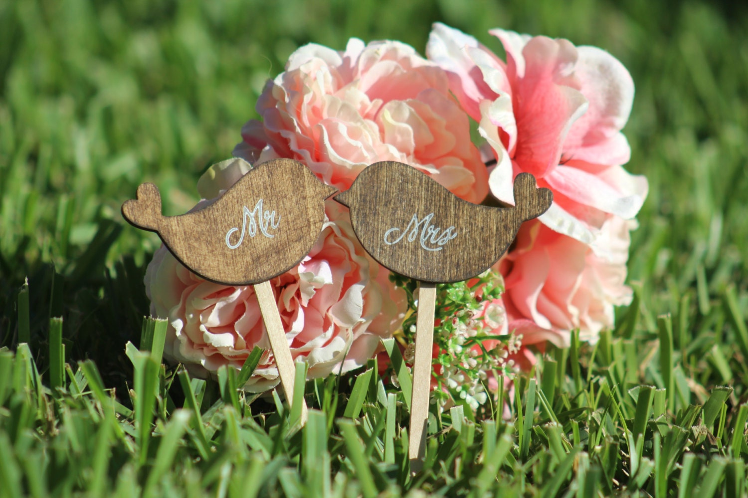 Lovebirds Cake Topper Mr & Mrs Wedding Cupcake Topper Etsy