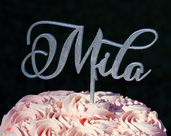Silver Custom Cake Topper with name | Decoration | Gold Birthday Cake Topper | Party Cake Topper | Name Cake Top | Wedding Cake Decorating