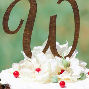 Monogram Wedding Cake topper Wooden cake topper Personalized Cake topper image 2