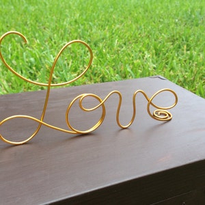 Gold Wire Love wedding Cake Toppers Decoration Beach wedding Bridal Shower Bride and Groom Rustic Country Chic Wedding image 3
