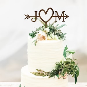 Rustic Wedding Arrow Cake Topper Custom Cake Topper Beach Wedding Bridal Shower Cake Topper Rustic Country Chic Wedding Cake Topper image 2