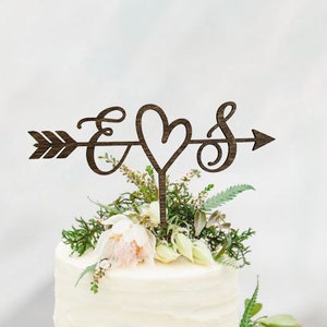 Rustic Wedding Arrow Cake Topper | Decoration | Beach wedding | Bridal Shower | Initials Cake Topper | Rustic Country Chic Wedding Top