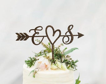 Rustic Wedding Arrow Cake Topper | Decoration | Beach wedding | Bridal Shower | Initials Cake Topper | Rustic Country Chic Wedding Top