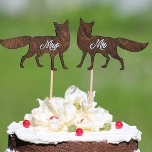 Fox Wedding Cake Topper - Mr & Mrs -  Rustic Country Chic Wedding