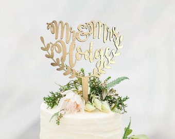 Personalized Mr & Mrs Wedding Cake Topper - Personalized Cake Topper