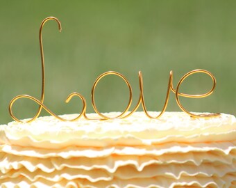 Spiaggia d'oro filo amore wedding Cake Toppers - decorazione - sposa - abiti da sposa doccia - sposi - rustico Country Chic Wedding