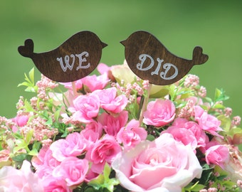 WE DID Lovebirds Cake Topper - Cupcake Topper -  Beach wedding - Bride and Groom - Country Chic Wedding