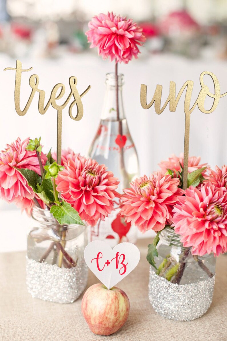 Spanish TABLE NUMBERS Gold Table Numbers Beach Wedding Etsy