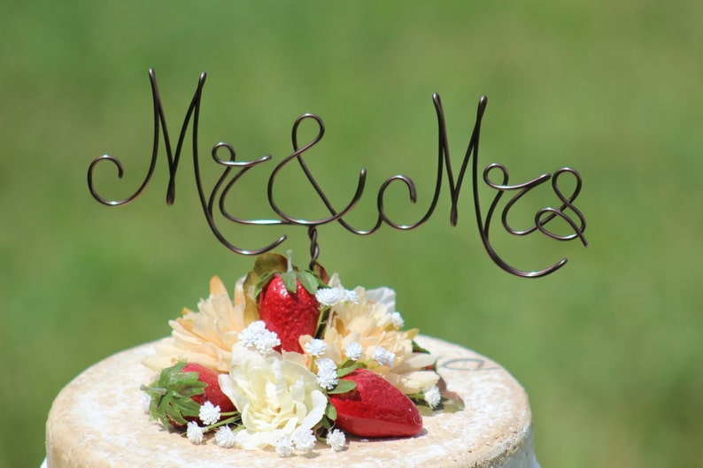 Brown Wire Mr & Mrs Wedding Cake Toppers Decoration Beach wedding Bridal Shower Bride and Groom Rustic Country Chic Wedding image 2