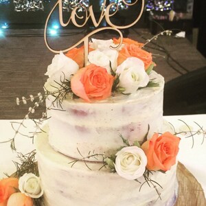 Rustic LOVE Wedding Cake Topper Wooden Cake Topper Engagement Cake Topper Cake Topper for Wedding Cake Top Wedding Cake Decorating image 4