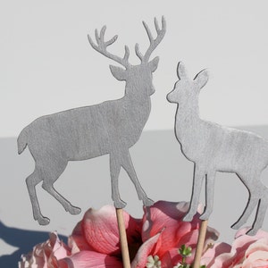 Silver Deer Wedding Cake Topper   -  Rustic Country Chic Wedding