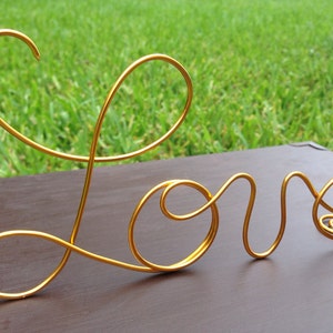 Gold Wire Love wedding Cake Toppers Decoration Beach wedding Bridal Shower Bride and Groom Rustic Country Chic Wedding image 2