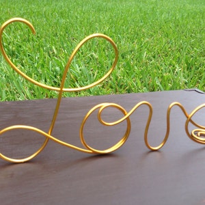 Gold Wire Love wedding Cake Toppers Decoration Beach wedding Bridal Shower Bride and Groom Rustic Country Chic Wedding image 5