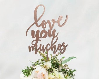 Love you muchos Wedding Cake Topper - Cake Toppers - Rustic Country Chic Wedding - Wedding Cake Topper - Beach Cake Topper -