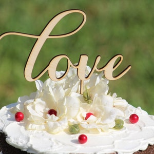 Rustic LOVE Wedding Cake topper - Wooden cake topper - Engagement Cake topper