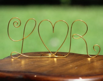 Any COLOR Wire Initials Cake Topper - Decoration - Beach wedding - Bridal Shower - Bride and Groom - Rustic Country Chic Wedding