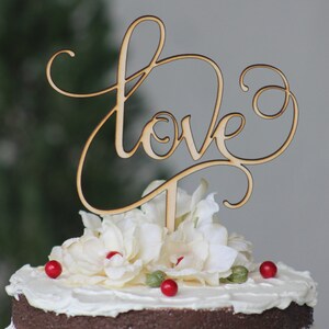 Rustic LOVE Wedding Cake Topper Wooden Cake Topper Engagement Cake Topper Cake Topper for Wedding Cake Top Wedding Cake Decorating image 2