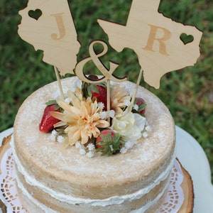 Rustic Wooden States Country Wedding Cake topper Wooden cake topper Personalized Cake topper image 10