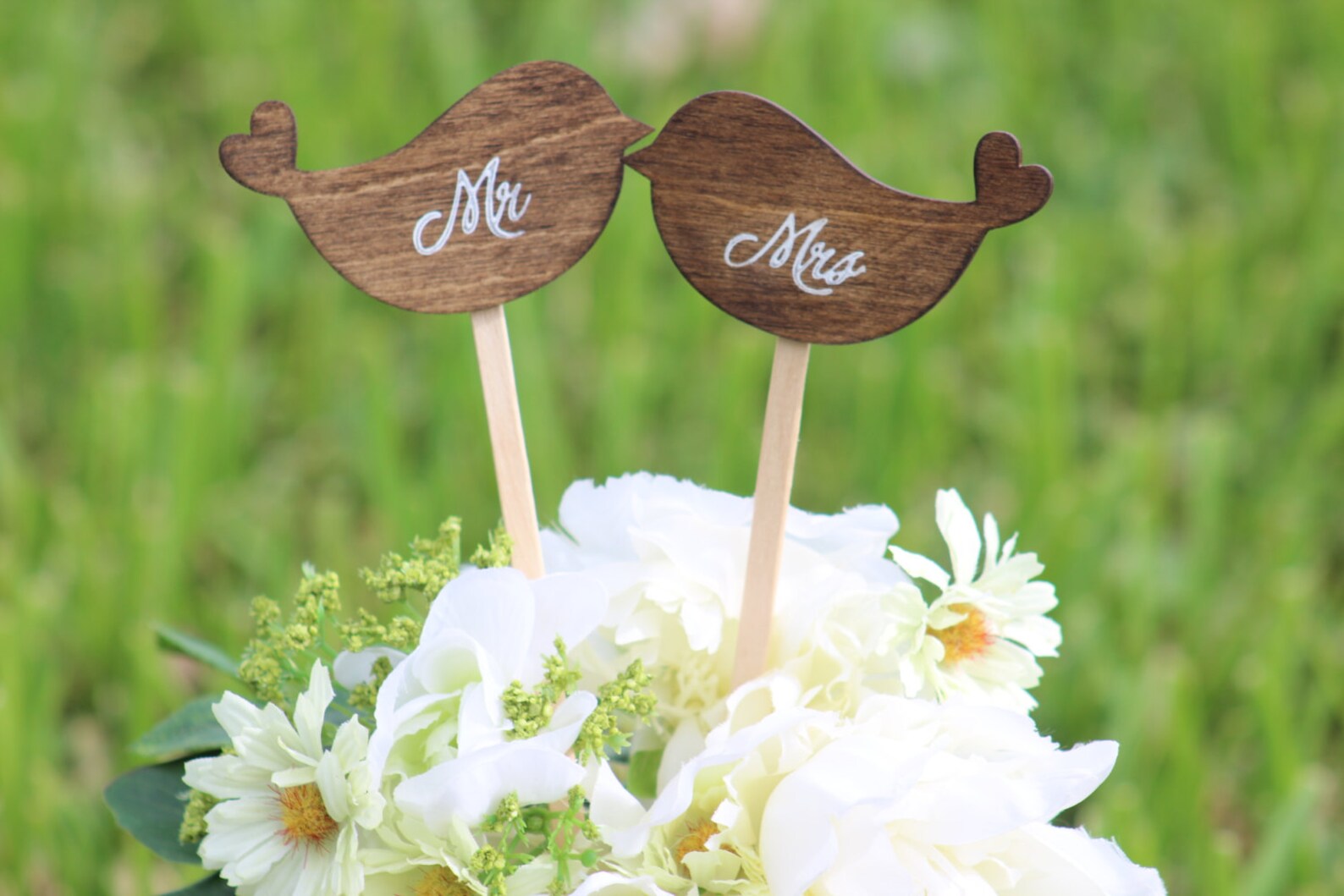 Lovebirds Wedding Cake Topper Mr & Mrs Cupcake Topper Etsy