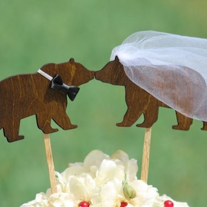 Orso cake topper personalizzato-Cupcake Topper-matrimonio personalizzato-shabby chic, all'aperto, Cottage chic