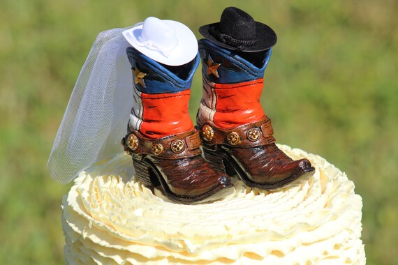 Western Boot Cake Topper Patriotic Tex Cowboy Cake Topper Etsy