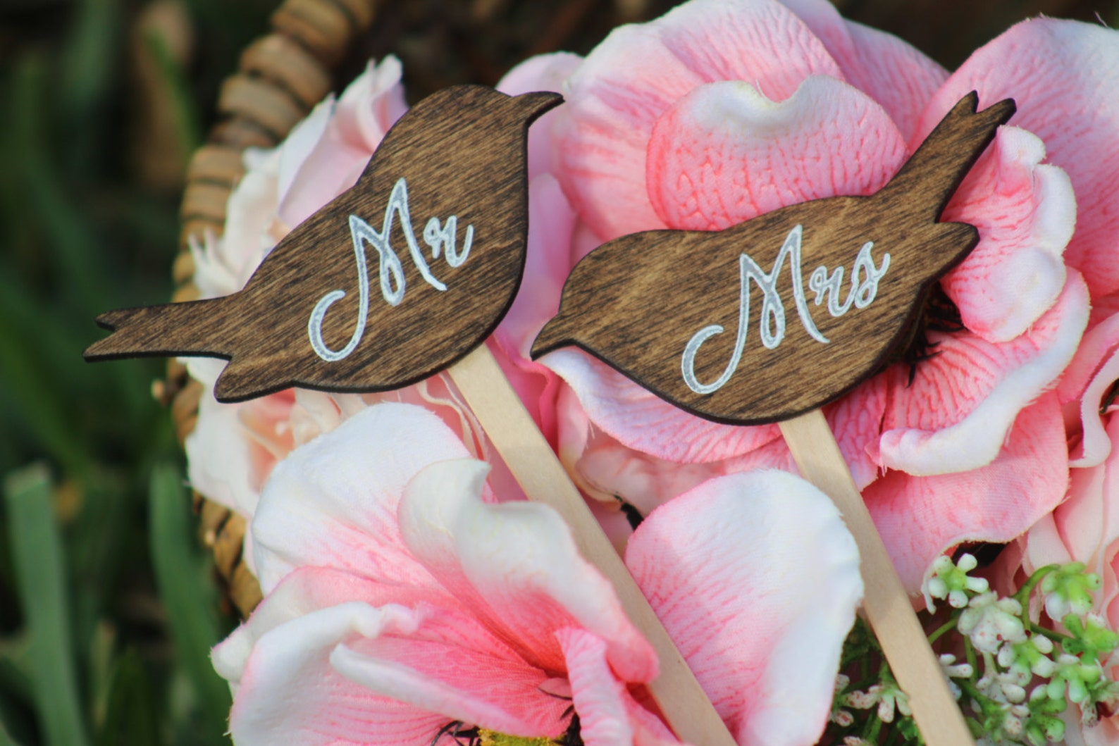 Lovebirds Cake Topper Mr & Mrs Wedding Cupcake Topper Etsy