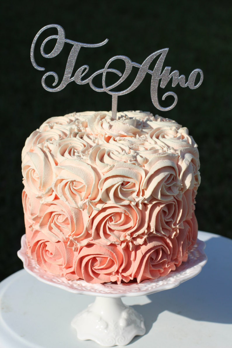 Silver Te Amo Cake Topper Wedding Cake Topper Engagement Etsy
