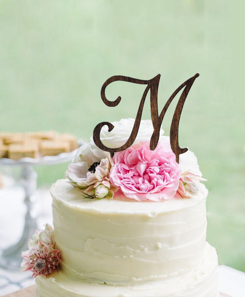 Monogram Wedding Cake topper - Wooden Wedding Cake Topper - Personalized Wedding Cake Topper - Rustic Wedding Cake Topper 