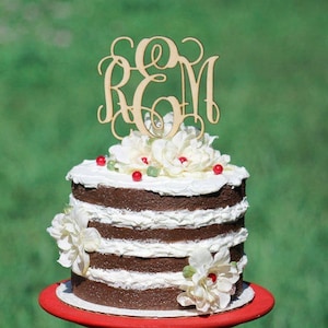 Rustic Wooden Monogram Wedding Cake topper - Wooden cake topper - Personalized Cake topper