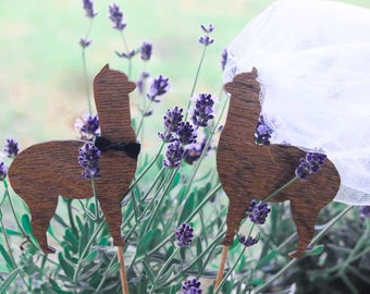 Alpaca Wedding Cake Topper - Llama Wedding Cake Topper - Beach wedding - Bride and Groom - Rustic Country Chic Wedding Cake Topper
