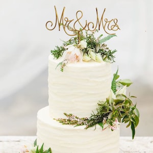 Gold Wire Mr & Mrs Wedding Cake Toppers Decorazione Matrimonio in spiaggia Doccia nuziale Sposa e sposo Rustic Country Chic Wedding immagine 2