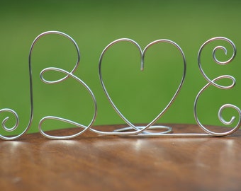 Silver Wire Initials Cake Topper - Decoration - Beach wedding - Bridal Shower - Bride and Groom - Rustic Country Chic Wedding