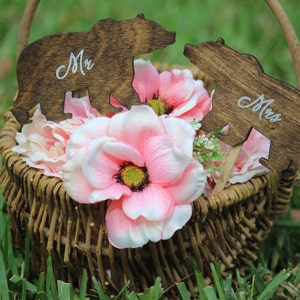Bear Cake Topper Mr & Mrs -  Bride and Groom - Rustic Country Chic Wedding