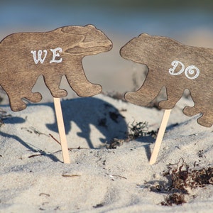 Bear Cake Topper We Do - Mr & Mrs Bear-  Bride and Groom - Rustic Country Chic Wedding
