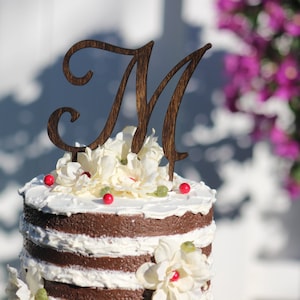 Monogram Wedding Cake topper Wooden Wedding Cake Topper Personalized Wedding Cake Topper Rustic Wedding Cake Topper image 7